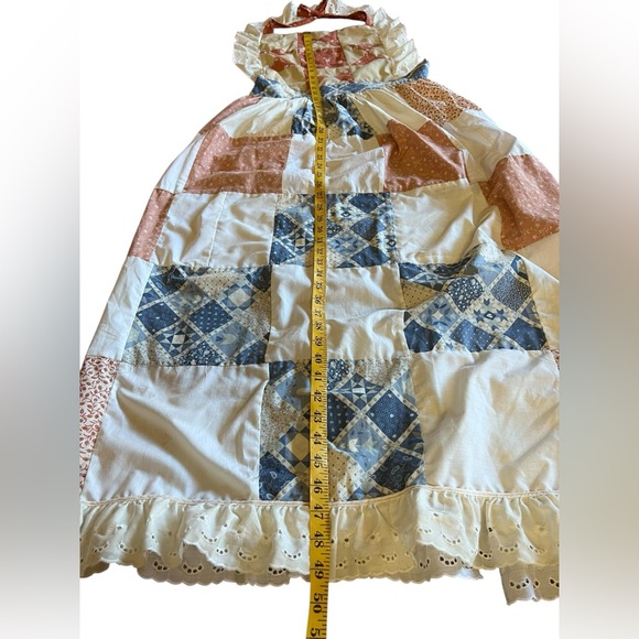 VTG Handmade Quilt Boho Prairie Patchwork Pinafore Apron Maxi Dress Hippie OOAK - Picture 10 of 14